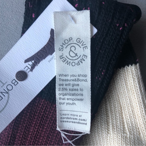 Treasure & Bond ~ Knit Socks ~ Burgundy Cream Black ~ Brand New! - Picture 2 of 6